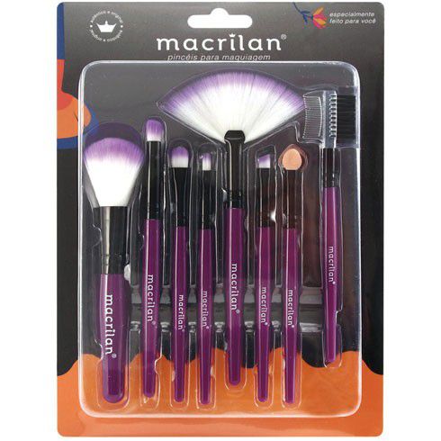 Macrilan - Kit com 8 Pincéis para Maquiagem KP3-1A Roxo