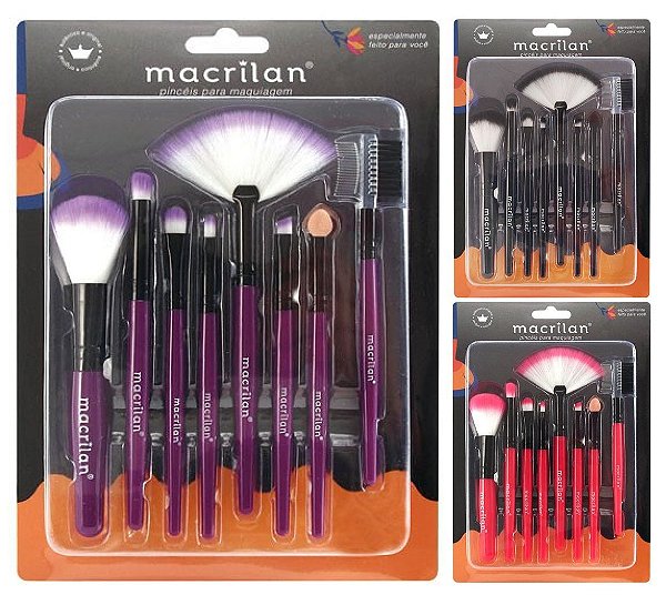 Macrilan - Kit de 8 Pincéis para Maquiagem KP3-1A - 06 Kits