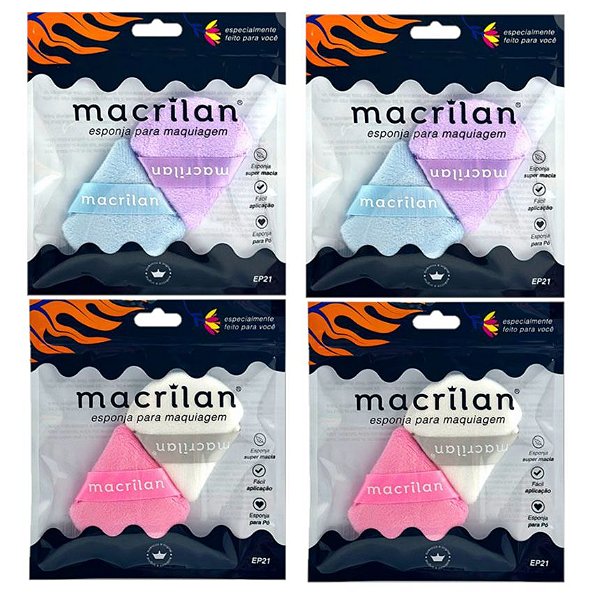 Macrilan - Dupla De Esponja Triangular para Pó EP21 - Kit C/36 und