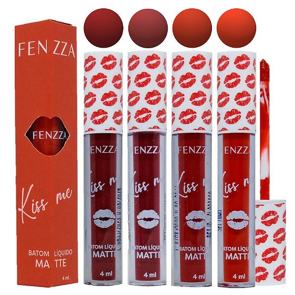 Fenzza - Batom Liquido Matte Kiss Me FZ20044 - Kit C/4 und