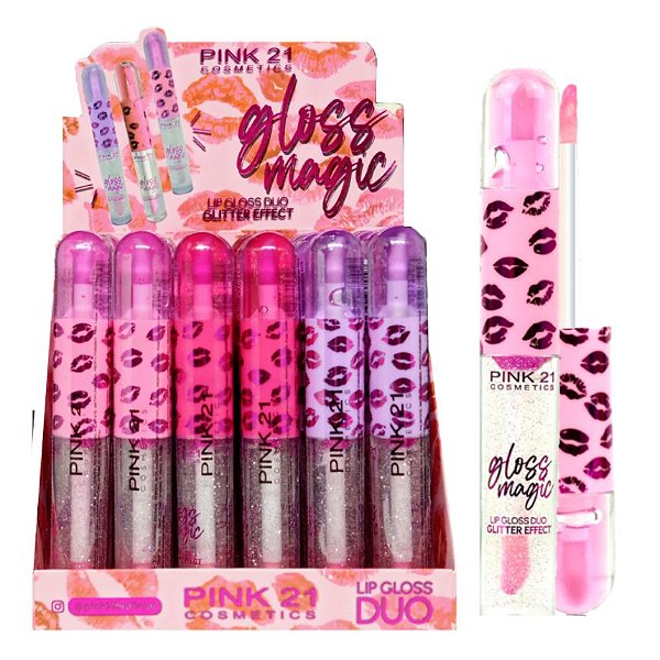 Pink 21 - Lip Gloss Duo Glitter Effect CS3672 - Box C/24 UND