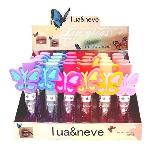 Lua e Neve 0 Lip Gloss Espelhado Borboleta - 24 Unid