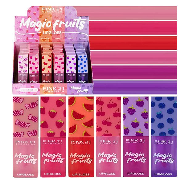 Pink21 - Lip Gloss Magic Fruits CS3660 - Kit C/24 Und