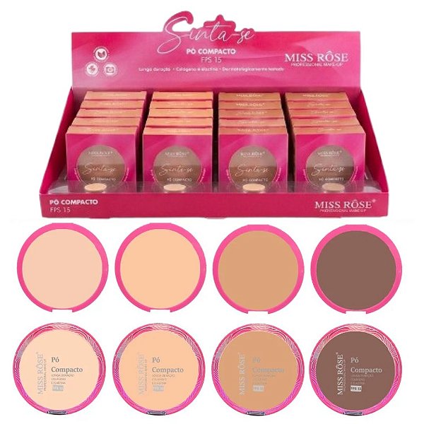Miss Rose - Po compacto Medios e Escuro com Proteção Solar - 24 Und