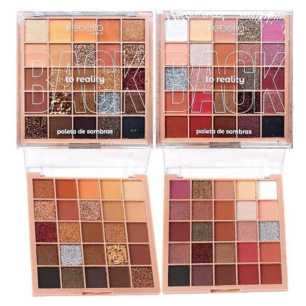 Febella - Nova Paleta de Sombras 25 Cores Back com Glitter - 04 Unid