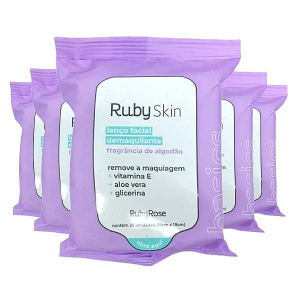 Ruby Rose - Lenço Facial Demaquilante Skin HB203 - 6 Und