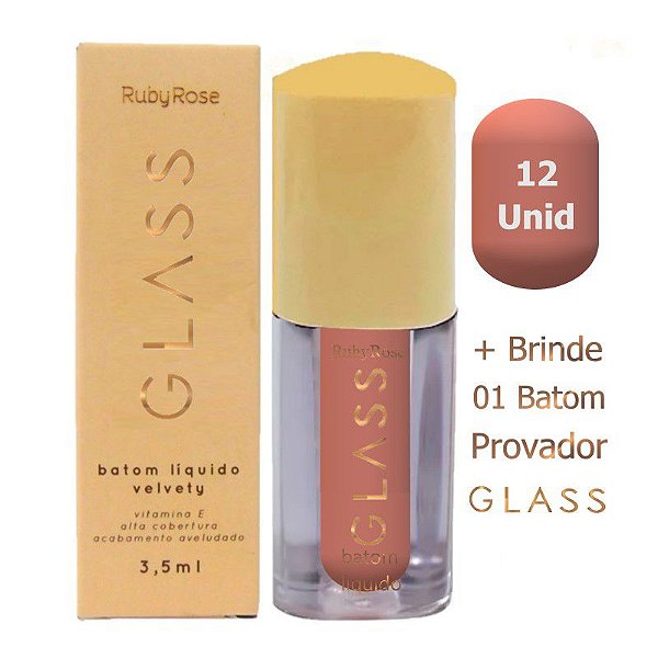 Ruby Rose - Batom Liquido Glass Velvety HB578 BG02 - 12 UND