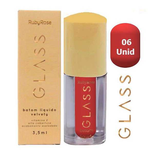 Ruby Rose - Batom Liquido Glass Velvety HB578 BG04 - 06 UND