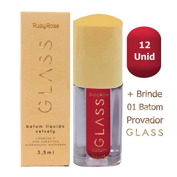 Ruby Rose - Batom Liquido Glass Velvety HB578 BG08 - 12 UND