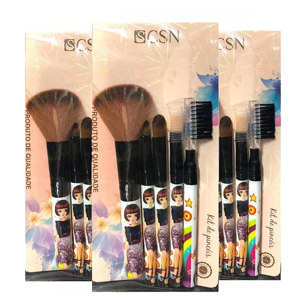 Cisne - Kit de 05 Pinceis CK014 - Cor Preto