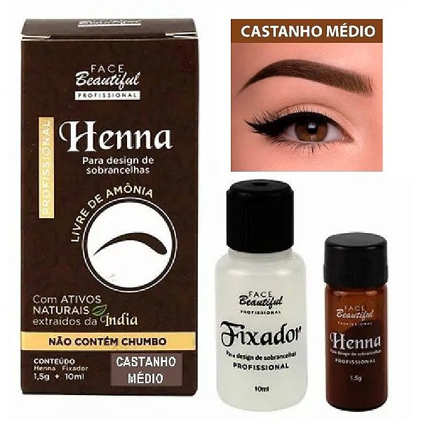 Face Beautiful - Henna Sobrancelhas Cast Medio FB157 - 5 Kit