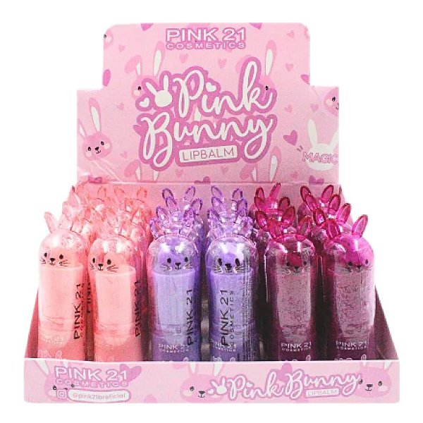 Pink21 - Lip Balm Pink Bunny CS4183 - Kit C/24 Und