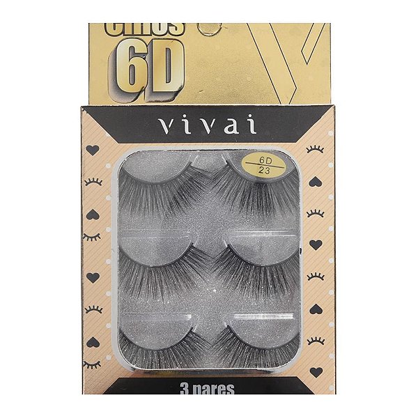 Vivai - Cilios Posticos 6D Fios Naturais 3 Pares 4017