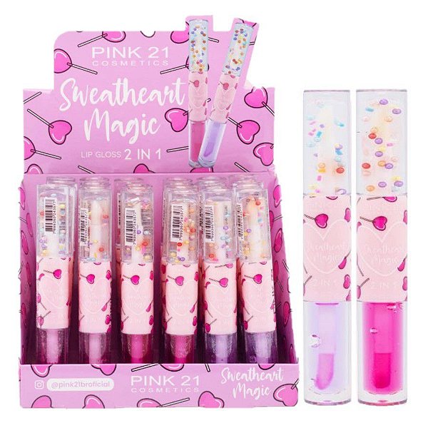 Pink 21 - Lip Gloss 2 em 1 Sweathart Magic CS4199 - 24 Und