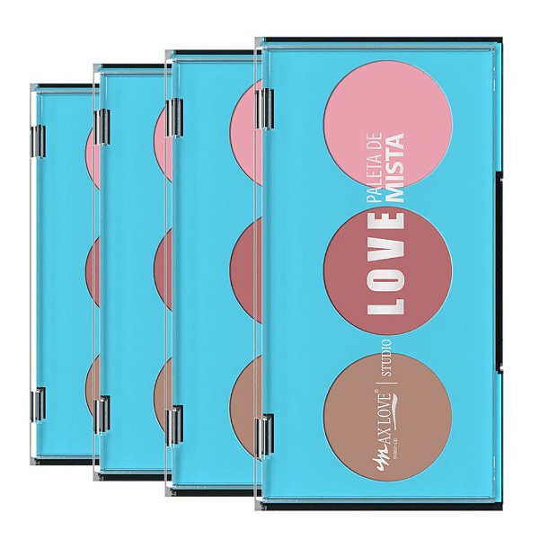 Max love - Paleta Mista Contorno, Blush e Iluminador - 6 Und