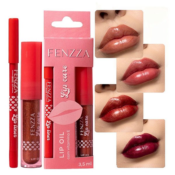 Fenzza - Kit Lip Oil + Contorno Labial 4 Cores FZ22023 - 24 Kits