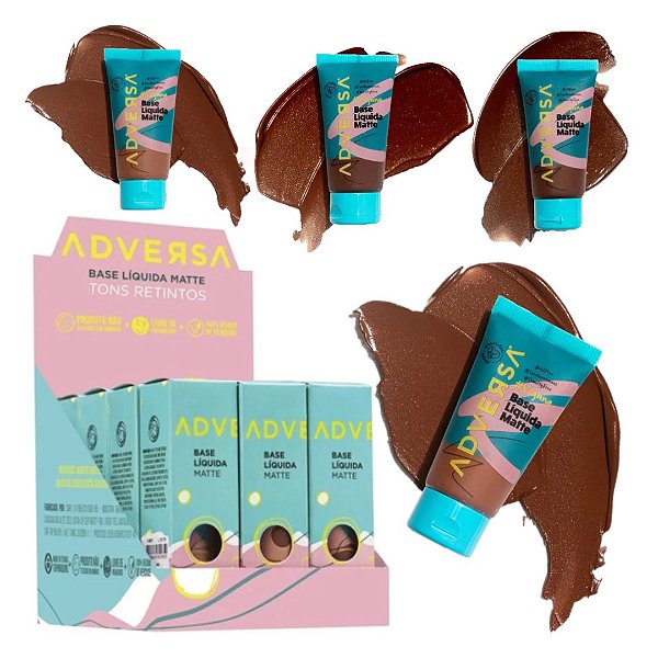 Adversa - Base Vegana Pele Negra AD102 - Box c/ 12 Und