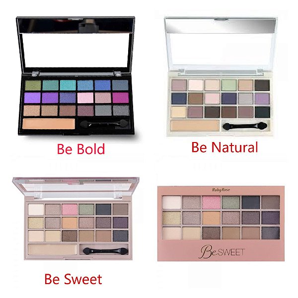 Ruby  Rose - Paleta de Sombras Ruby Rose Linha Be Fabulous, Be Sweet, Be Bold, Be Boom, Be Endless, Be Natural