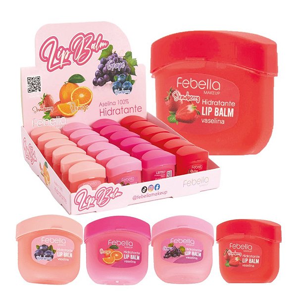 Febella - Lip Balm Frutas Potinho Hidratante LB7017 - 24 Und