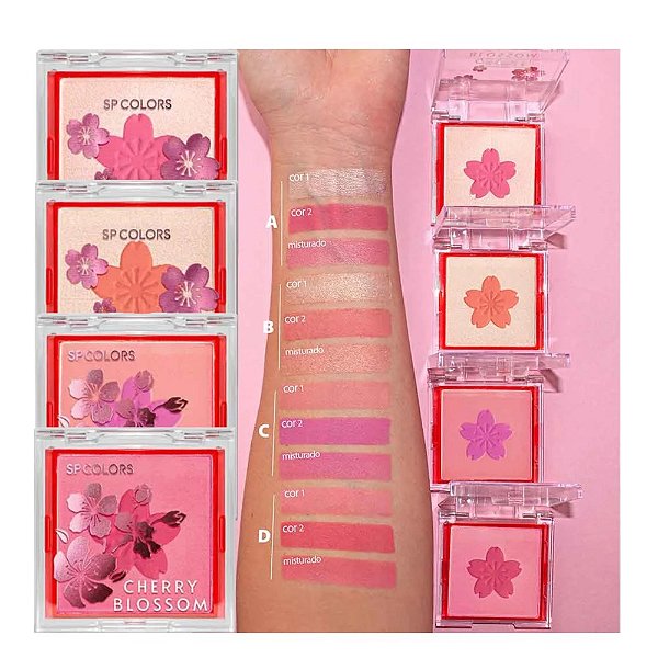 SP Colors - Blush e Iluminador Cherry Blossom SP332 - 12 Und