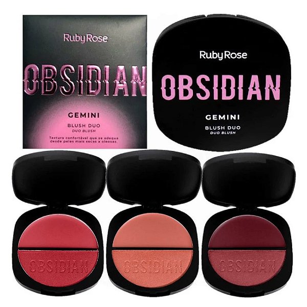 Ruby Rose - Blush Duo Gemini OBSIDIAN HB1000G1 - 03 Unidades
