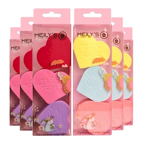 Meily's - Esponja para Maquiagem Coração MAC306 - 6 Und