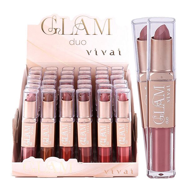 Vivai - Batom Duo Glam 2 em 1 3238 - Box C/36 Unid