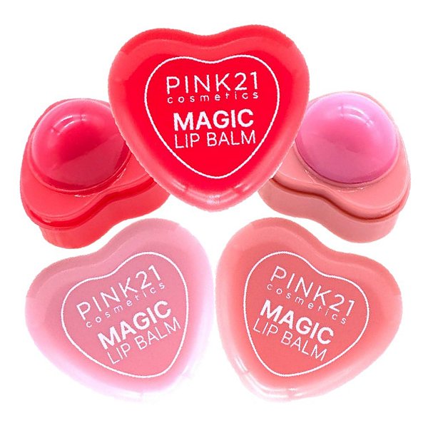 Pink 21 - Lip Balm Coração Hearts Magic CS4611 - 6 Und
