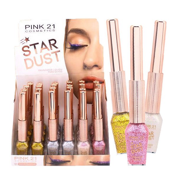 Pink 21 - Delineador Colorido Glitter CS3951 - 24 Und
