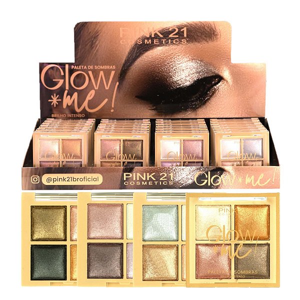 Pink 21 - Paleta de Sombras Glow Me Brilho CS3996 - 24 Und