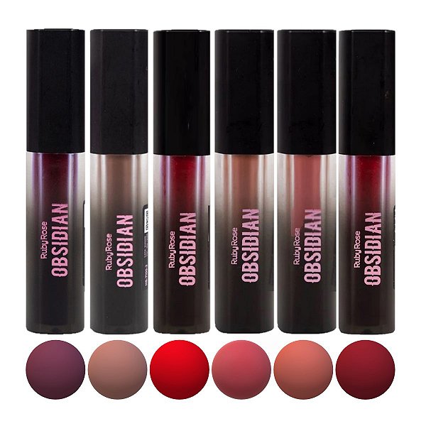 Ruby Rose - Batom Liquido Creme Lip Obsidian Vegano 1 a 6
