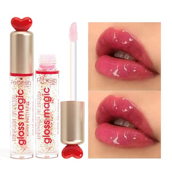 Febella - Lip Gloss Magic Gold Coração LG40525 - 6 Und