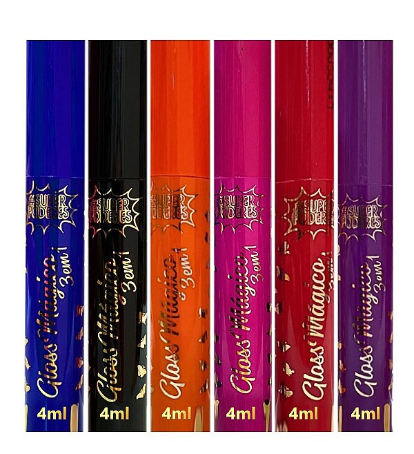 Super Poderes - Gloss Magico 3 em 1 Muda de Cor - 6 Und