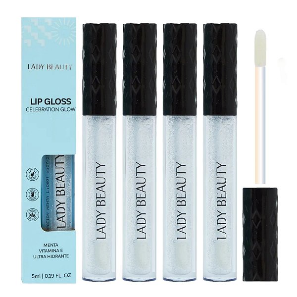 Lady Beauty - Lip Gloss Celebration Glow Menta LB45 - 6 Und