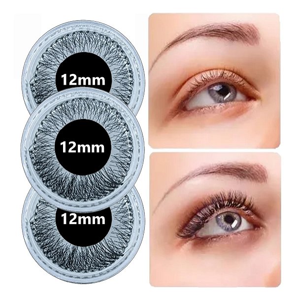 Hello Mini - Cilios Posticos Tufo 12mm CL338 - 12 Kits