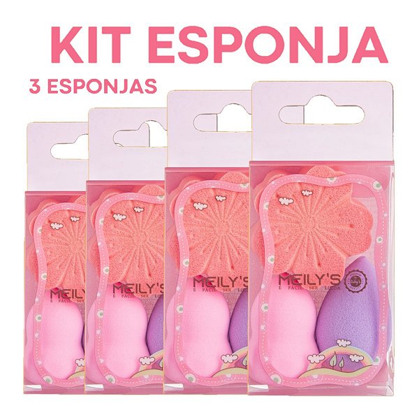 Meily's - Kit 3 Mini Esponjas MAC320 Flor - 12 Kits