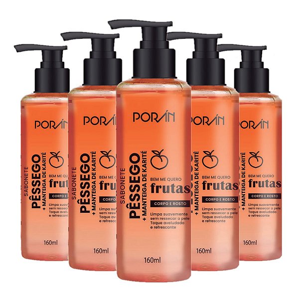 Poran - Sabonete Liquido Corpo e Rosto Pessego PR231 - 6 Und
