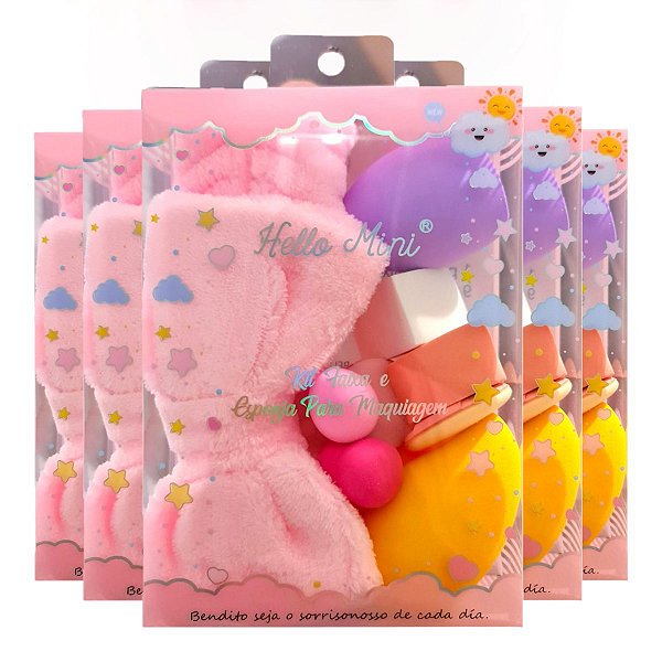 Hello Mini - Kit para Maquiagem Faixa e 9 Esponjas - 06 Kits