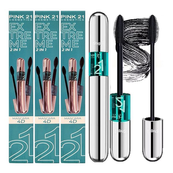 Pink 21 - Mascara de Cilios 2 em 1 Extreme 4D CS3550 - 6 Und