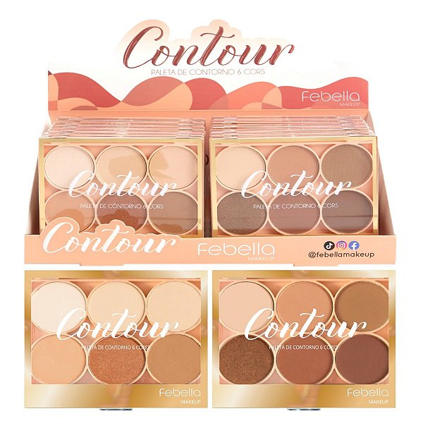 Febella - Paleta de Contorno e Bronzer 6 Tons EC5113 - 12 Und