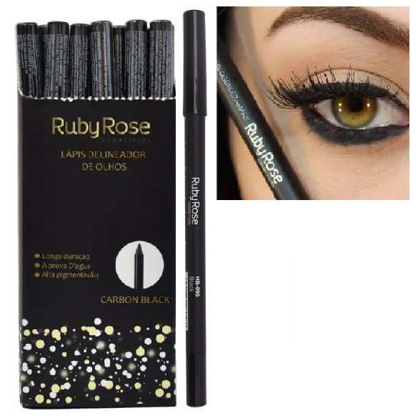 Ruby Rose - Lápis Delineador de Olhos Carbon Black  HB050 - Box c/ 36 unid