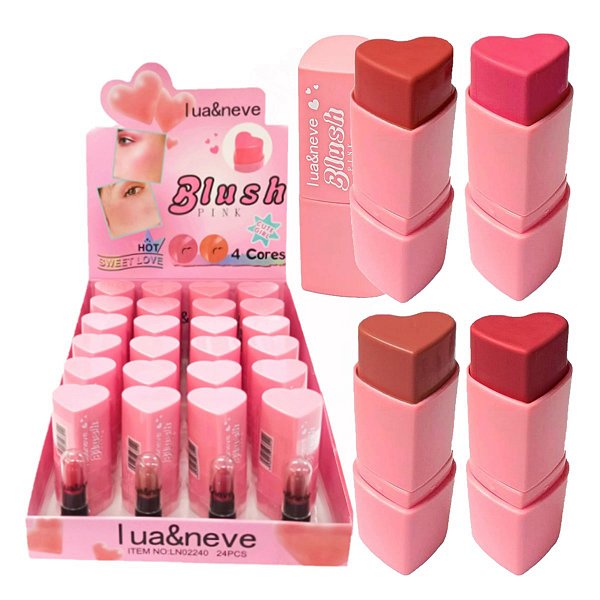 Lua e Neve - Blush Bastão Stick Coração LN02240A - Box C/24