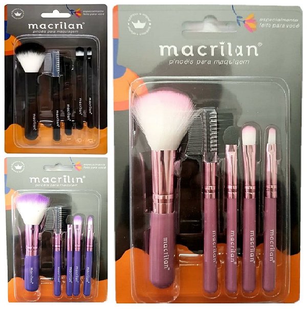 Macrilan - Kit de Pincéis para Maquiagem com 5 Pincéis KP5-18