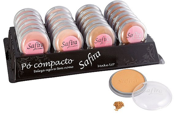 Safira - Pó Compacto Facial Cores  Rosa Clara ( 24 unidades )