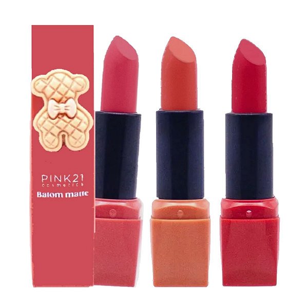 Pink 21 - Batom Matte Mini Bear Urso CS4521 - 8 Und