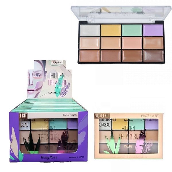 Ruby Rose - Paleta de Corretivo Hidden Treasure 12 Cores  HB 8098 ( 12 Unidades )