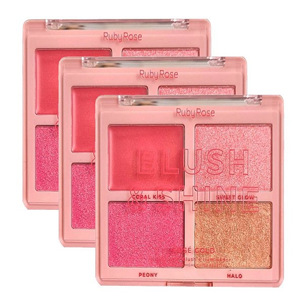 Ruby Rose - Paleta de Blush e Iluminador Rose Gold - 03 Und