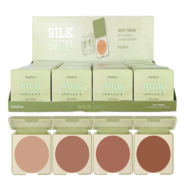 Ruby Rose - Po compacto Silk Skin Medios Escuros G2 - 24 Und