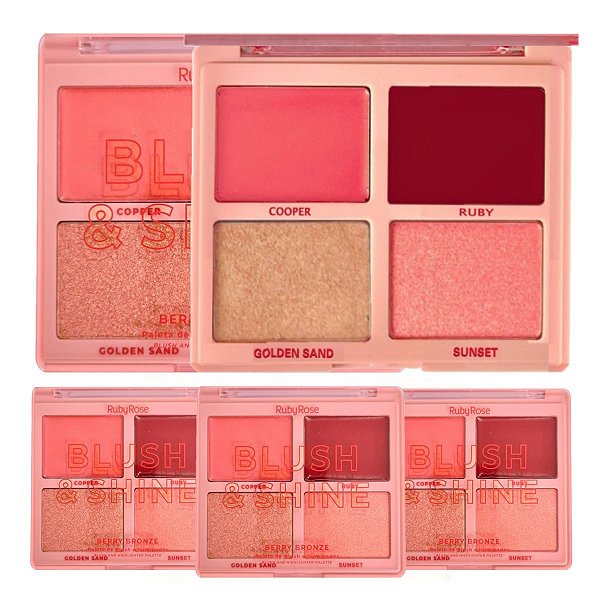 Ruby Rose - Paleta Blush Iluminador Berry Bronze - 03 Unid