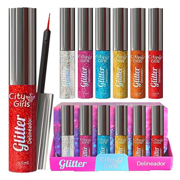City Girls - Delineador com Glitter Colorido CG188 - 24 Und